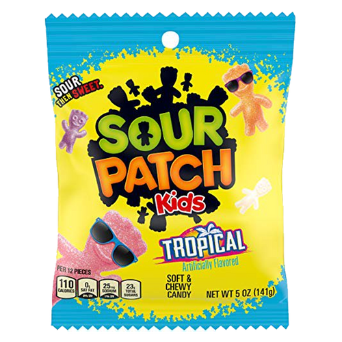 Sour Patch Kids Tropical Soft & Chewy Candy Peg Bag (12 x 141g)