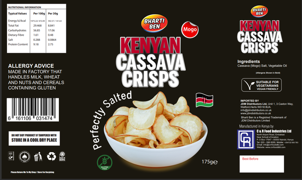 Bharti Ben Kenyan Cassava (Mogo) Crisps Perfectly Salted (12 x 175g)